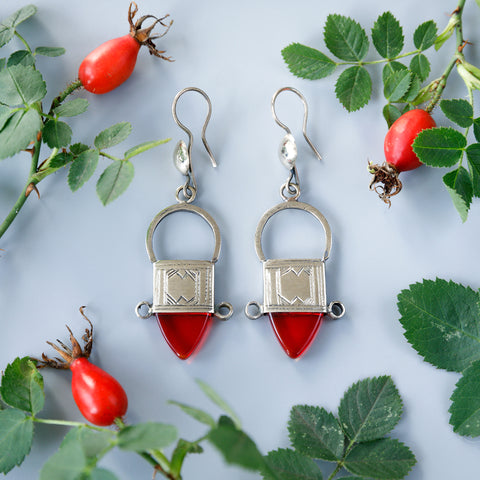 Tribal Tuareg Earrings - Red