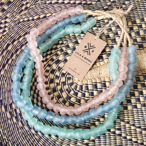 Fulani Blue - Recycled Glass Beads L