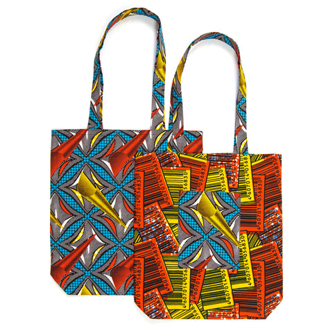 Reversible African Print Tote - BARCODE - Clearance sale