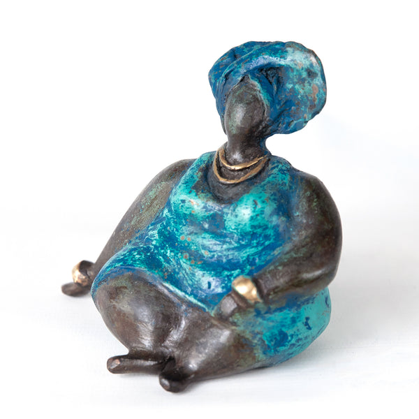 African Bronze Mama - Lydia in Blue and Teal