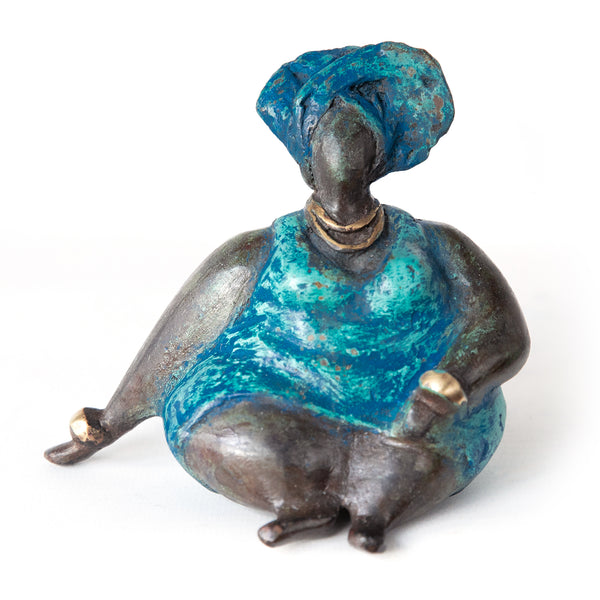 African Bronze Mama - Lydia in Blue and Teal